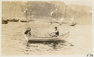 Image: Capt. Gilbert's daughter and boy in row boat